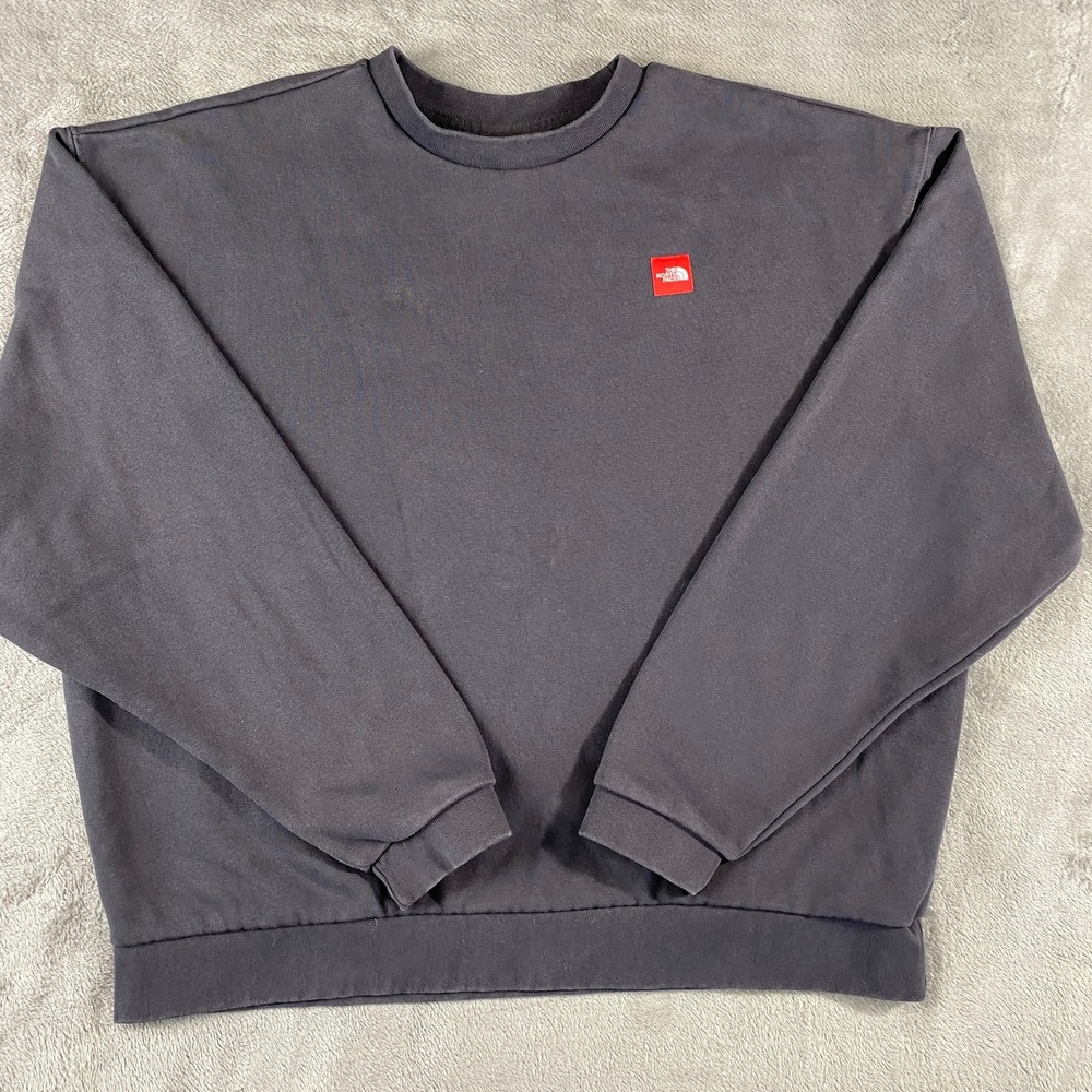 The North Face Sweatshirt Mens XL Gray Red Box Crewneck Fleece Streetwear A8EG1